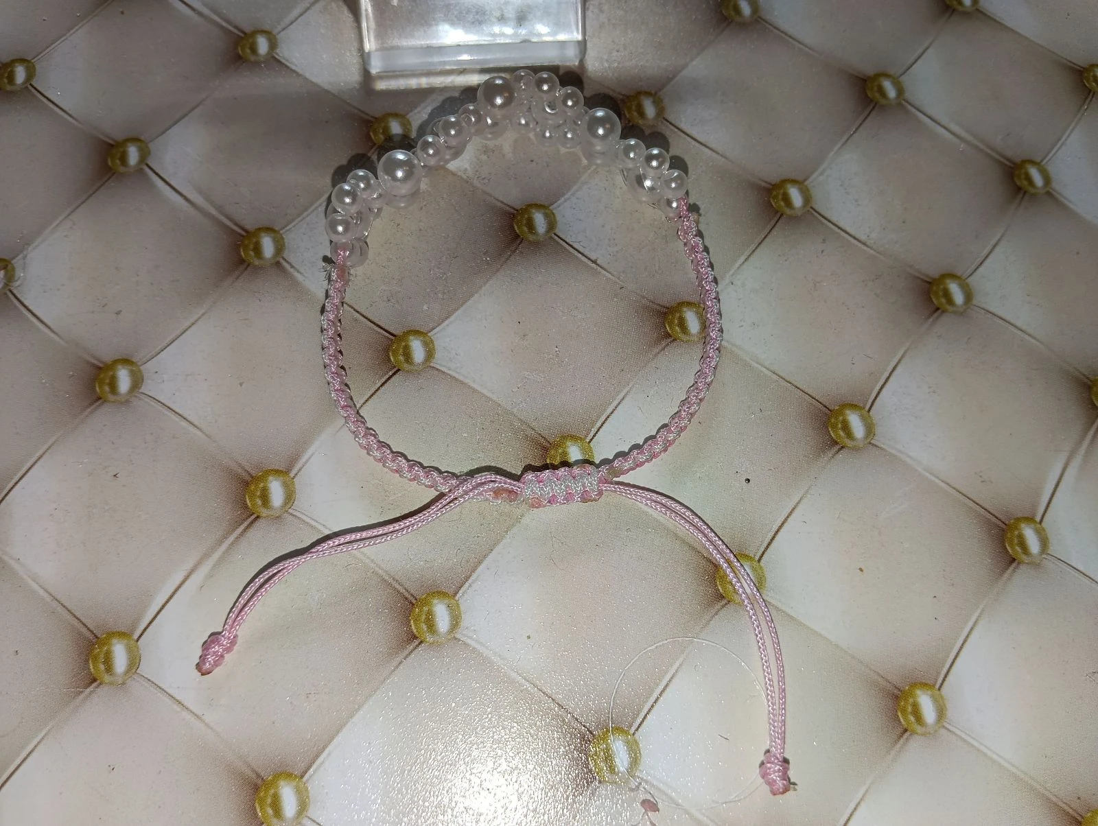 Pulsera de perlas trenzadas blancas y rosas – photo 4